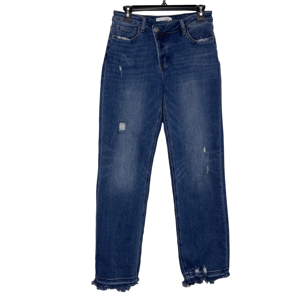 Vervet LA Womens Jeans Sz 27 Distressed High Rise Frayed Asymmetrical Button Fly